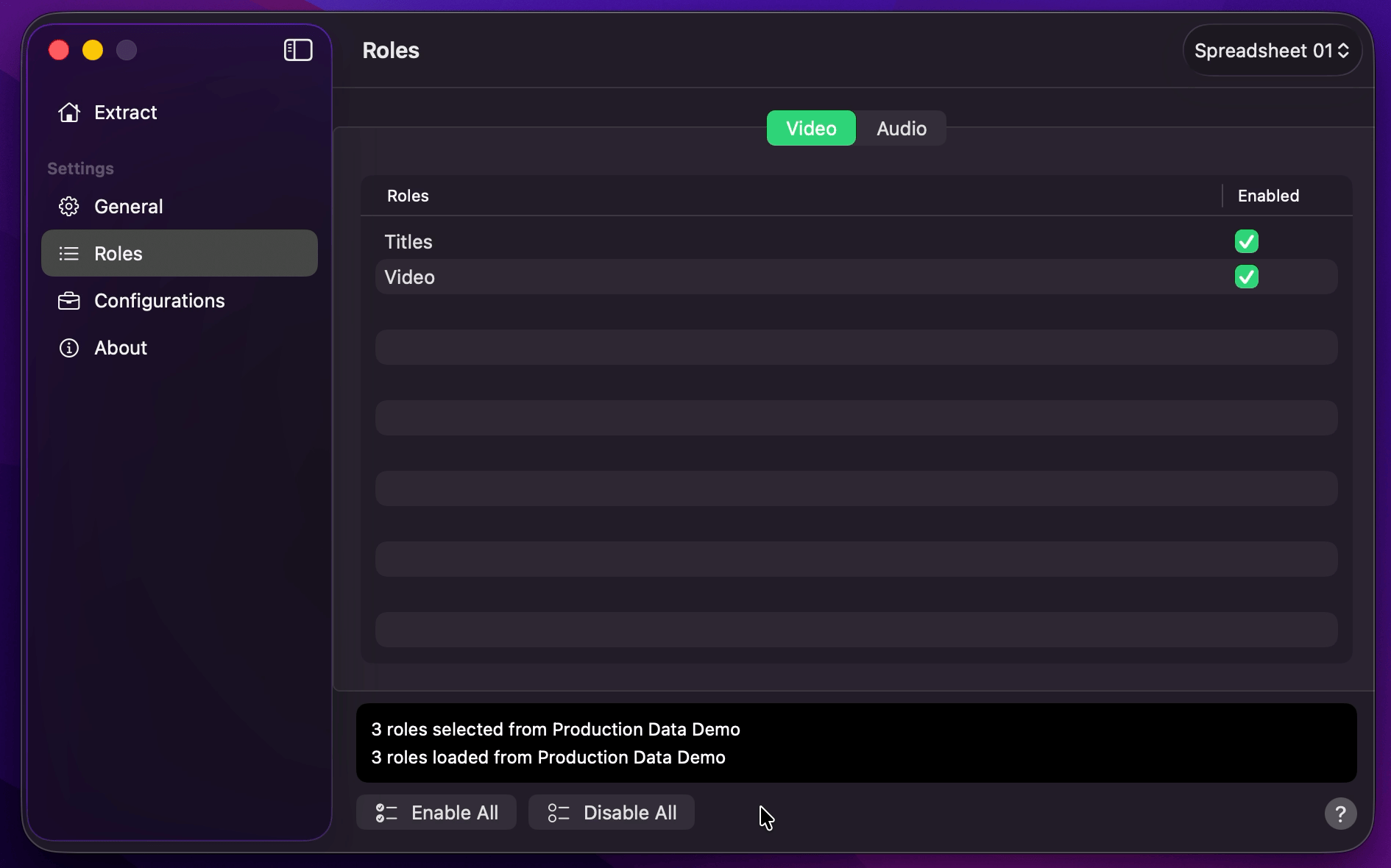 Video and Audio Tabs