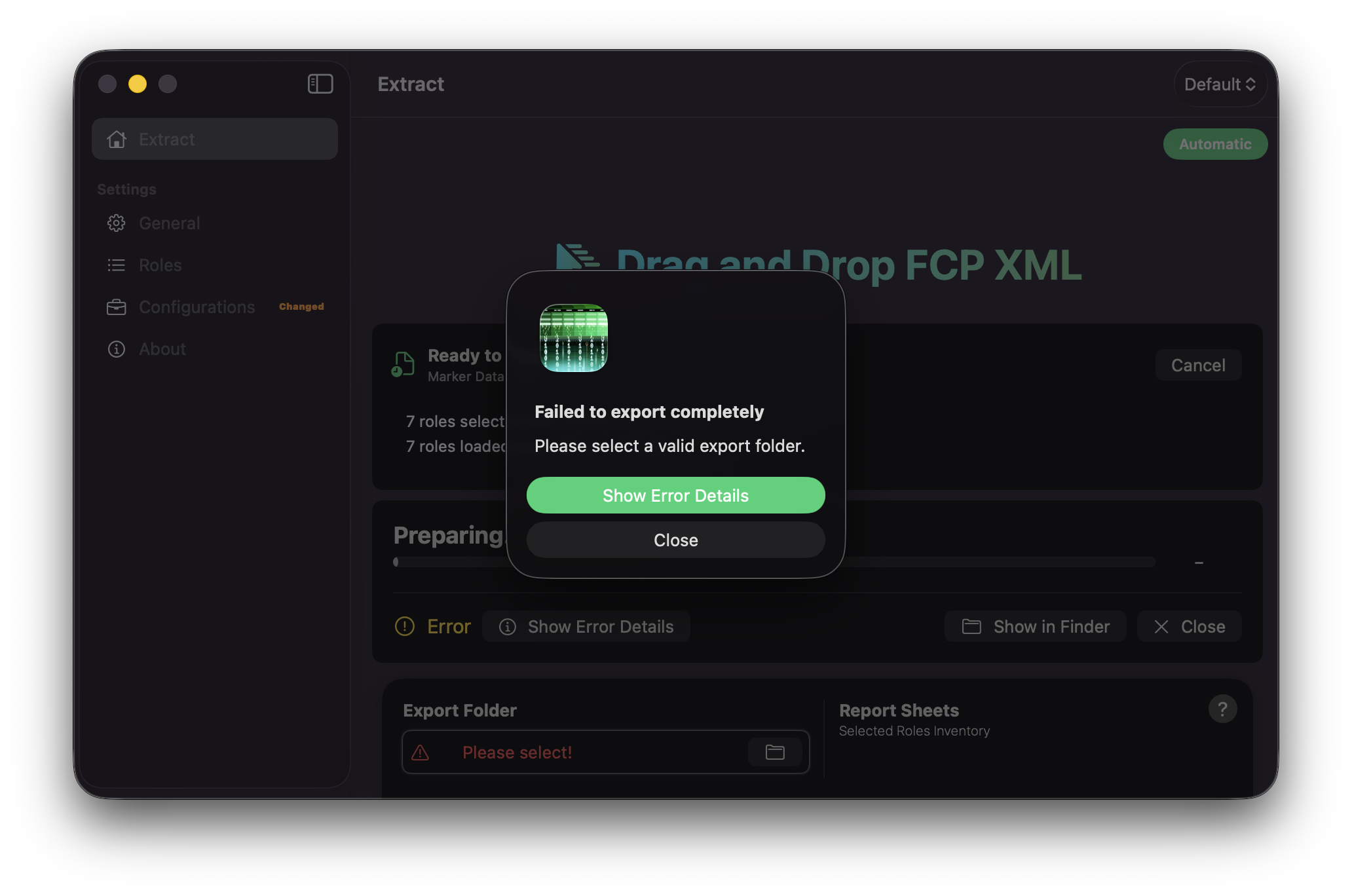 Failed to export completely